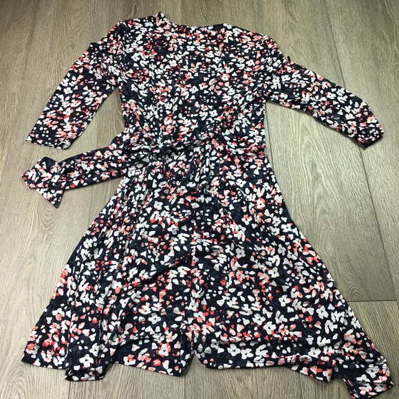 Banana Republic Wrap Midi Dress 3/4 Sleeve All Over Print Floral Multicolor XS - Picture 2 of 5